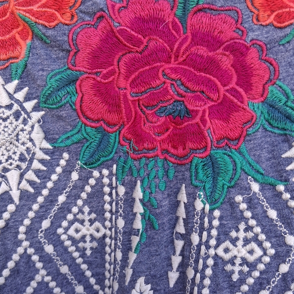 💐 Johnny Was Inticate Floral Short Sleeve Top Tunic Sz.XS - Picture 8 of 14